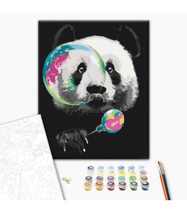 Malowanie po numerach Brushme "Panda z bańką" 40x50 cm