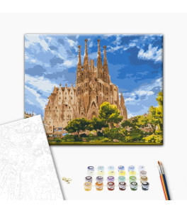 Malowanie po numerach Brushme "Katedra Świętej Rodziny" 40x50 cm