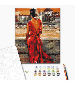 Painting by numbers Brushme "Lady in red" 40x50 cm