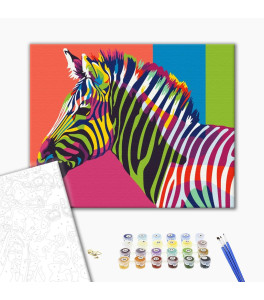 Malowanie po numerach Brushme "Tęczowa zebra" 40x50 cm