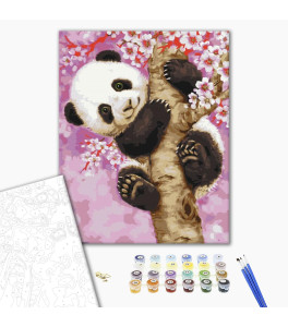 Painting by numbers Brushme "Panda on sakura" 40x50 cm