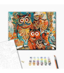 Malowanie po numerach Brushme "Magiczne sowy" 40x50 cm