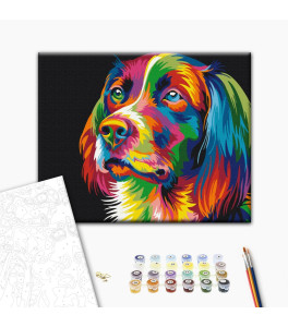 Malowanie po numerach Brushme "Pies tęczowy" 40x50 cm