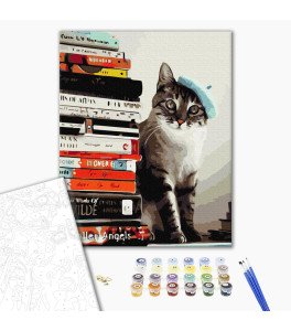 Malowanie po numerach Brushme "Kot czytacz" 40x50 cm