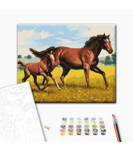 Malowanie po numerach Brushme "Galop rodziny" 40x50 cm