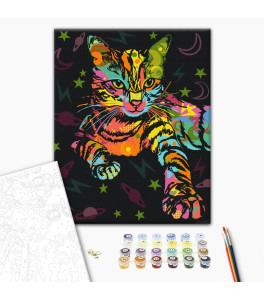 Malowanie po numerach Brushme "Kot kosmiczny" 40x50 cm
