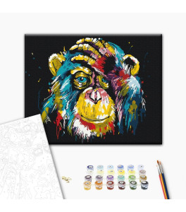 Malowanie po numerach Brushme "Kolorowy szympans" 40x50 cm
