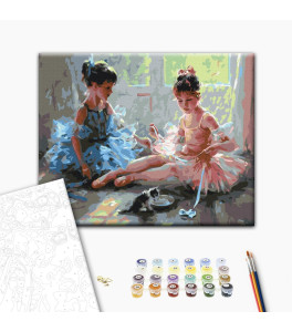 Painting by numbers Brushme "Ballerinas with a kitten" 40x50 cm
