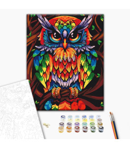 Painting by numbers Brushme "Rainbow wise owl" 40x50 cm
