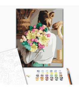 Painting by numbers Brushme "Girl with a bouquet" 40x50 cm