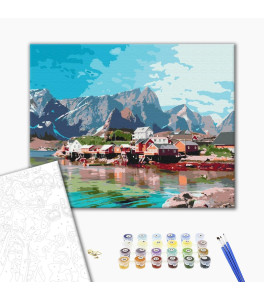 Malowanie po numerach Brushme "Wioska w krystalicznych górach" 40x50 cm